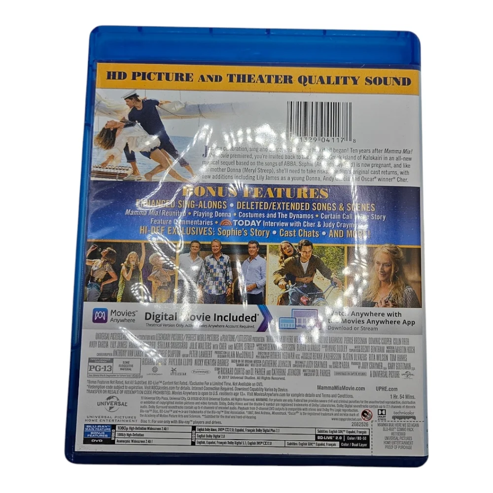 Mamma Mia! Here We Go Again Singalong Edition Blu Ray and DVD 2 disc set